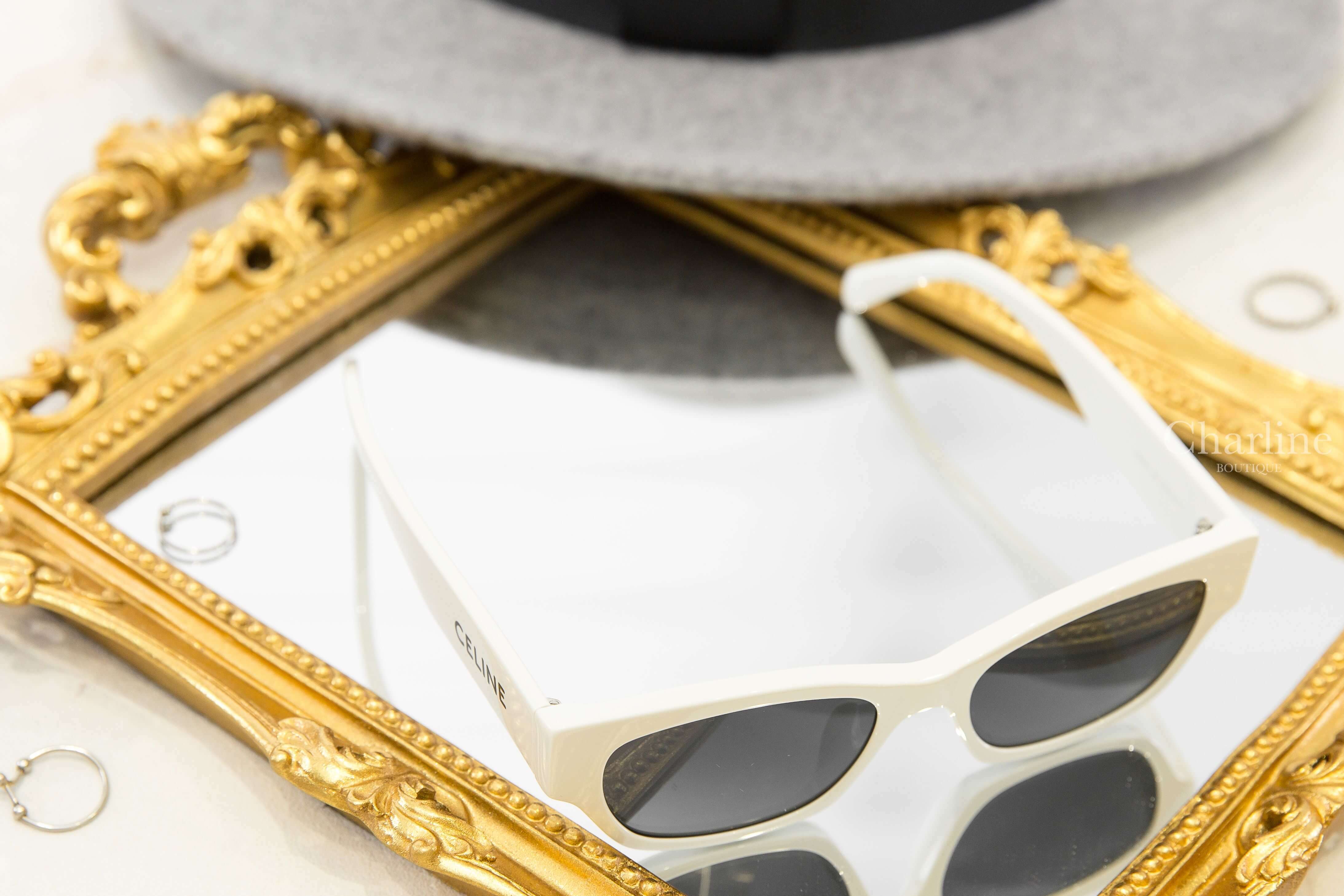 Celine Celine Monochroms 01 Sunglasses In Acetate 白色黑字貓眼形狀太陽眼鏡-Charline Boutique 精品代購
