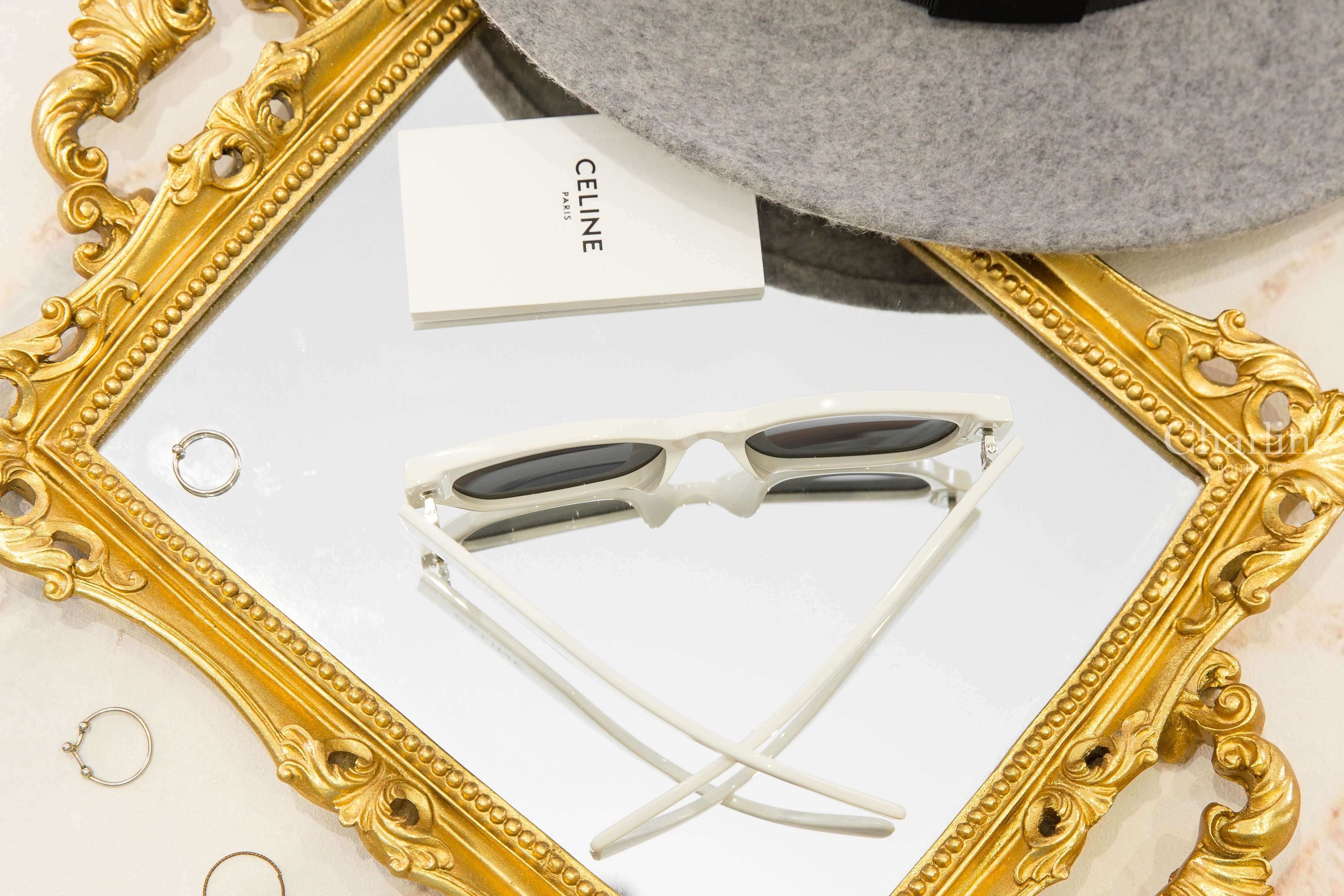 Celine Celine Monochroms 01 Sunglasses In Acetate 白色黑字貓眼形狀太陽眼鏡-Charline Boutique 精品代購