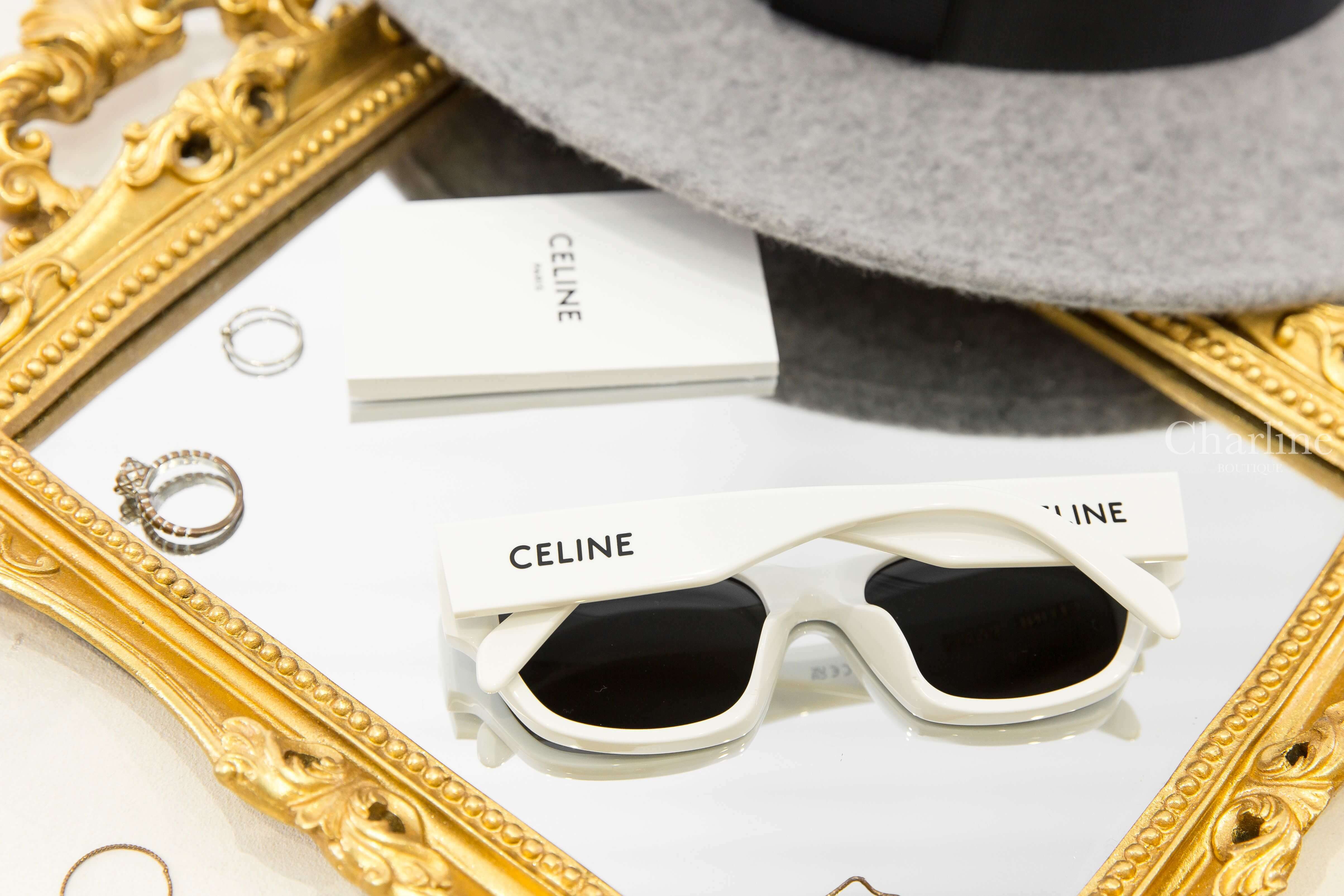 Celine Celine Monochroms 01 Sunglasses In Acetate 白色黑字貓眼形狀太陽眼鏡-Charline Boutique 精品代購