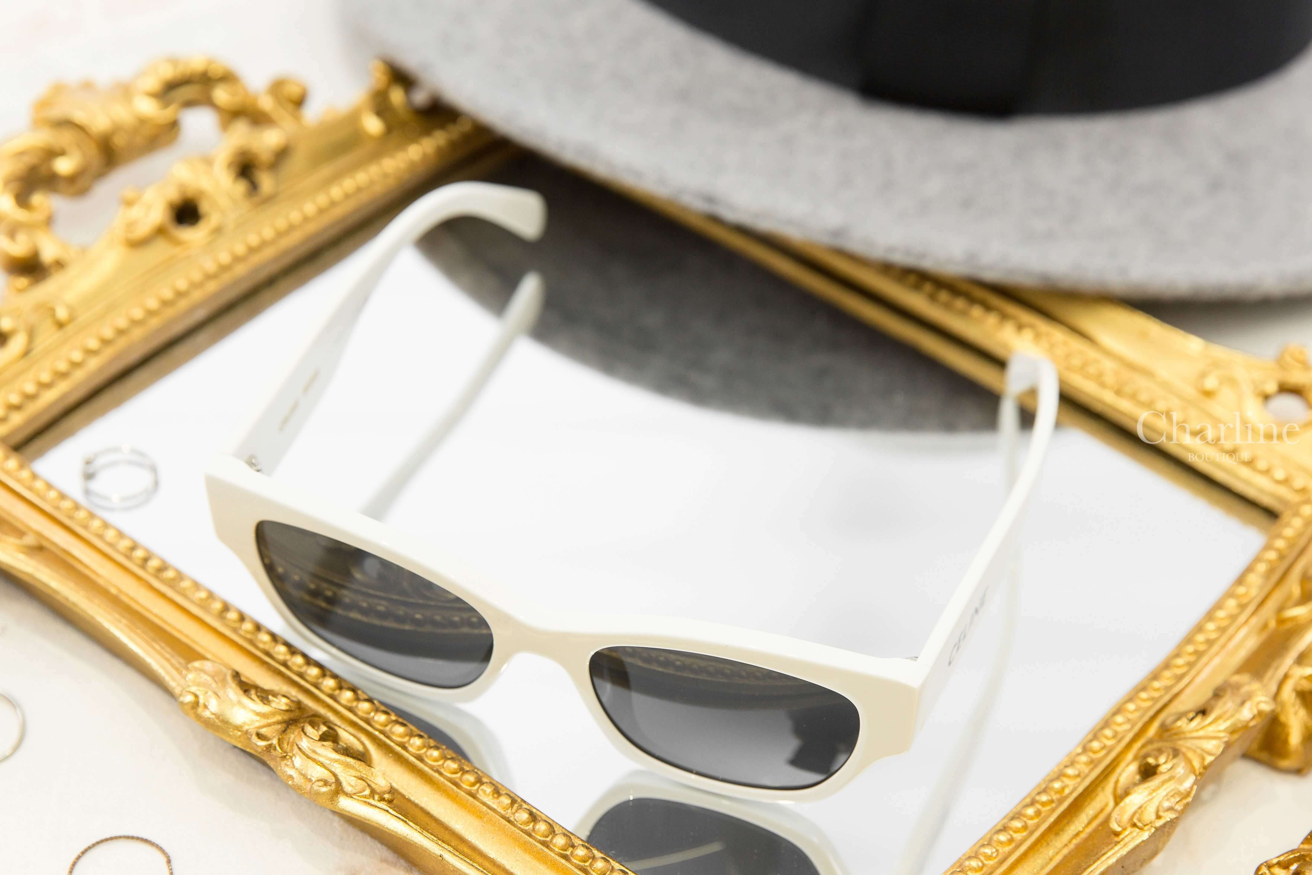 Celine Celine Monochroms 01 Sunglasses In Acetate 白色黑字貓眼形狀太陽眼鏡-Charline Boutique 精品代購