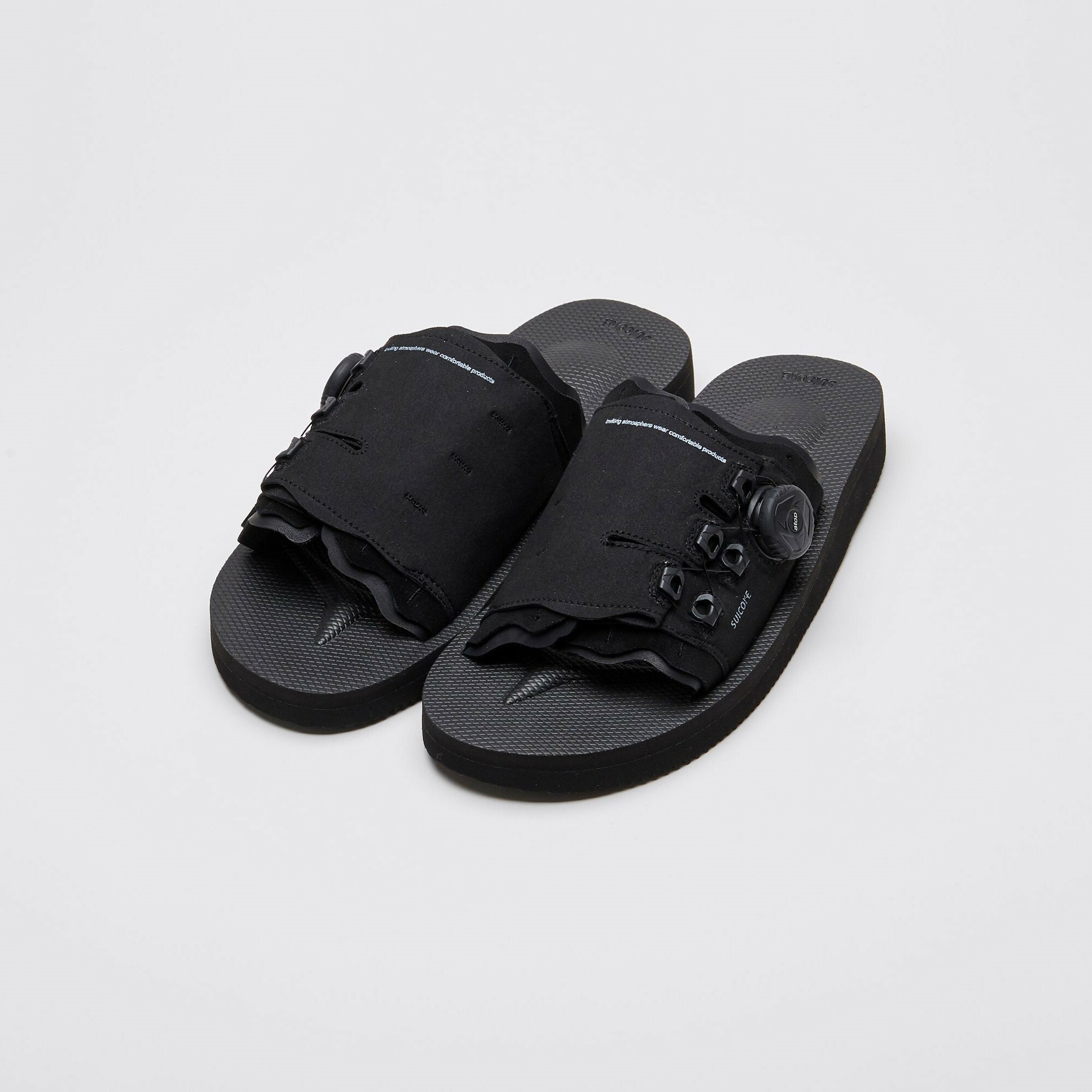 [出清商品售出無退換] SUICOKE LETA-AB OG-258AB 黑色 波紋 可調節 抗菌內裡 輕量 拖鞋【SK22258ABBK】