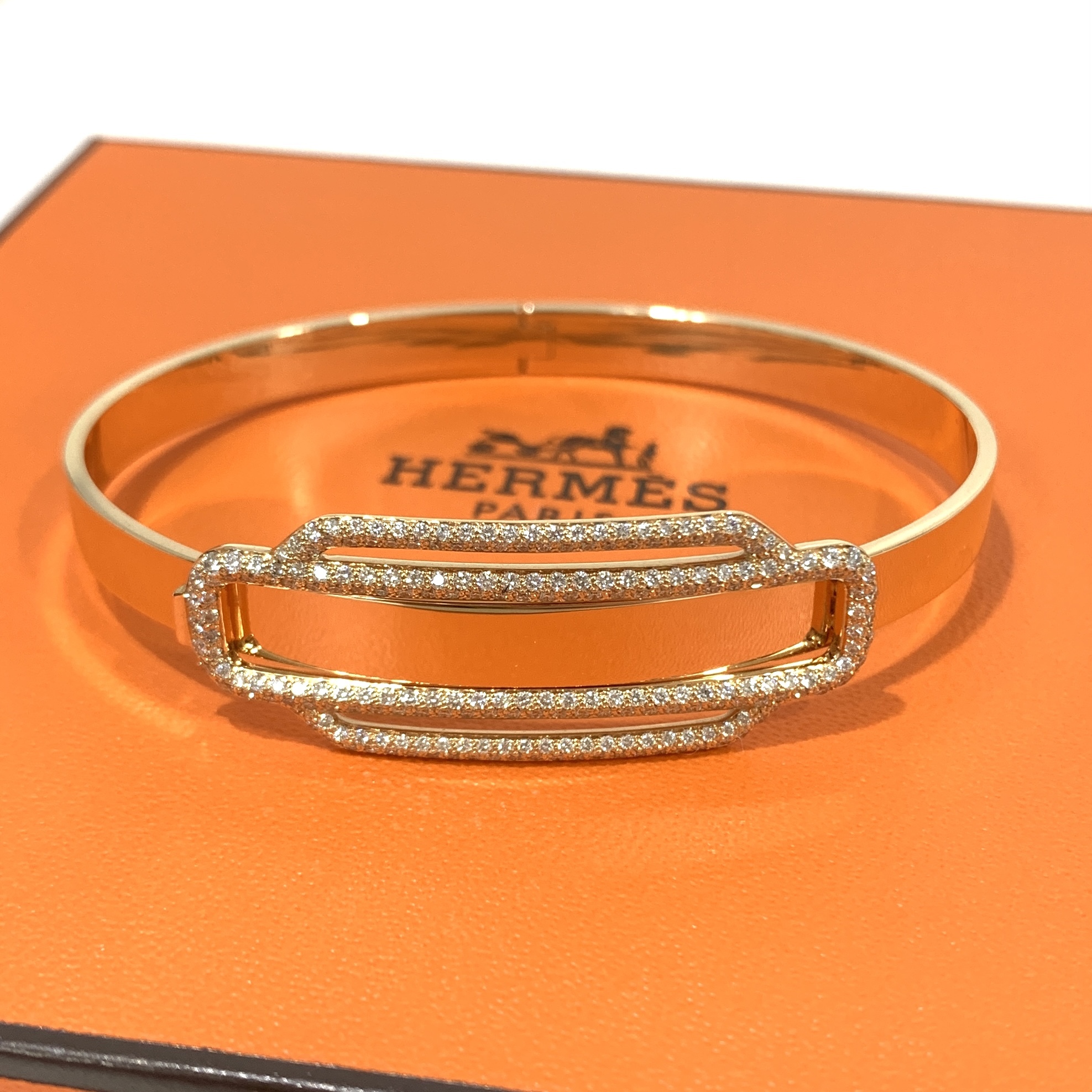 全新HERMES手鐲 ST碼 (0.95ct) 230D鑽石 750 18K玫瑰金 ATTELAGE Bracelet H216402B #BRAND NEW #香榭站正品