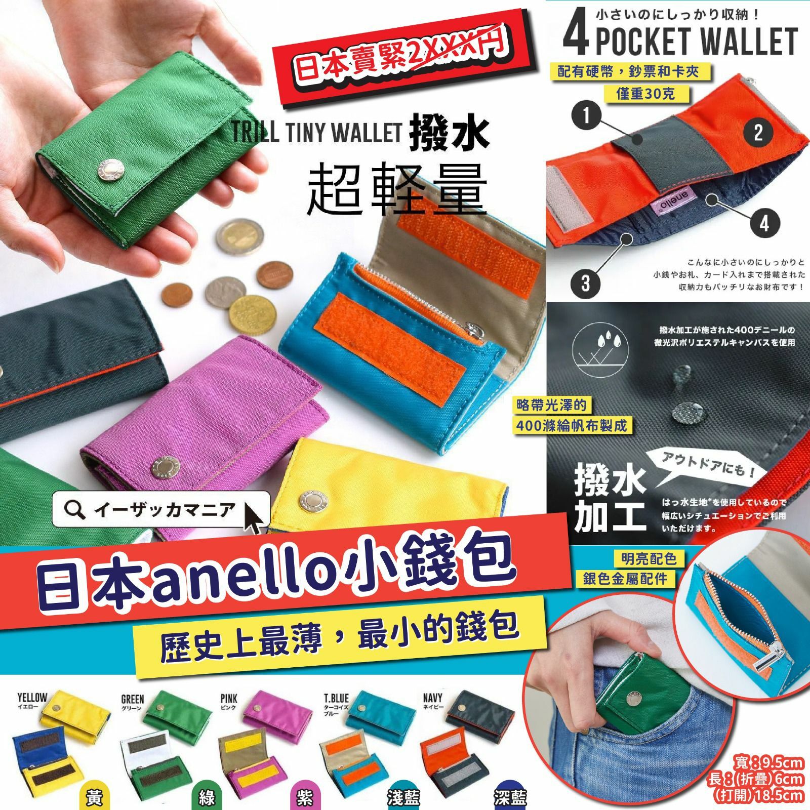 WSBA7923  日本 Anello 小錢包  (現貨A17)