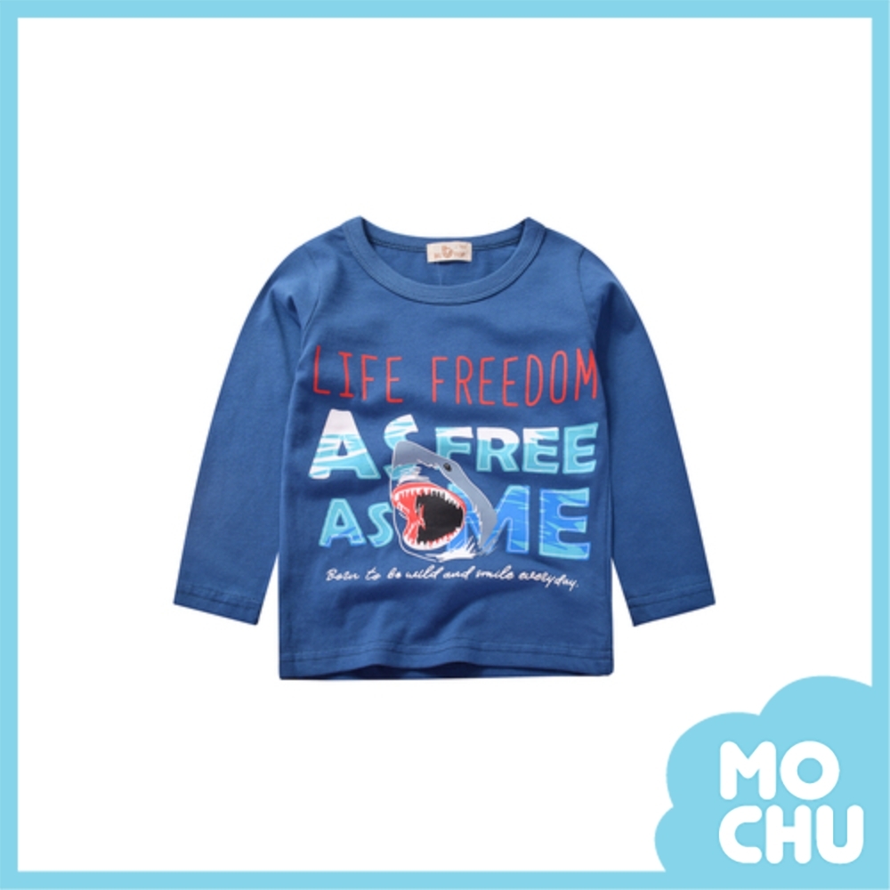 字母鯊魚藍色長袖上衣