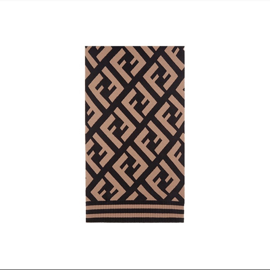 Fendi 拼色羊毛混紡圍巾