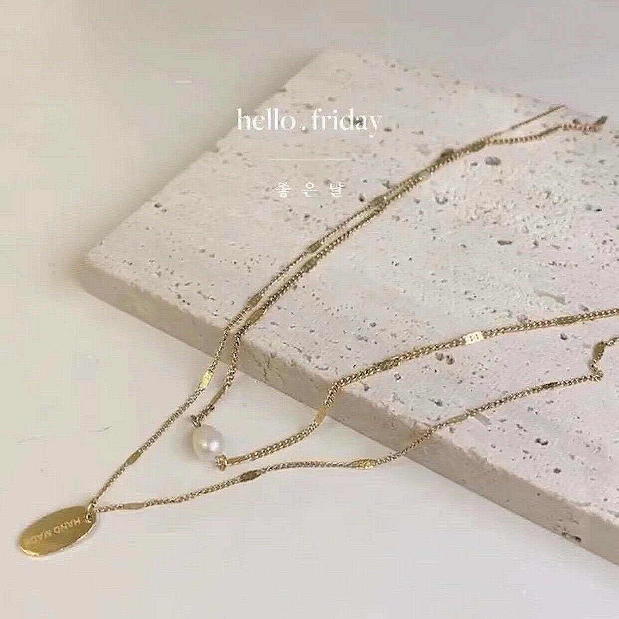 【鈦鋼】眼光．珍珠雙層頸鏈