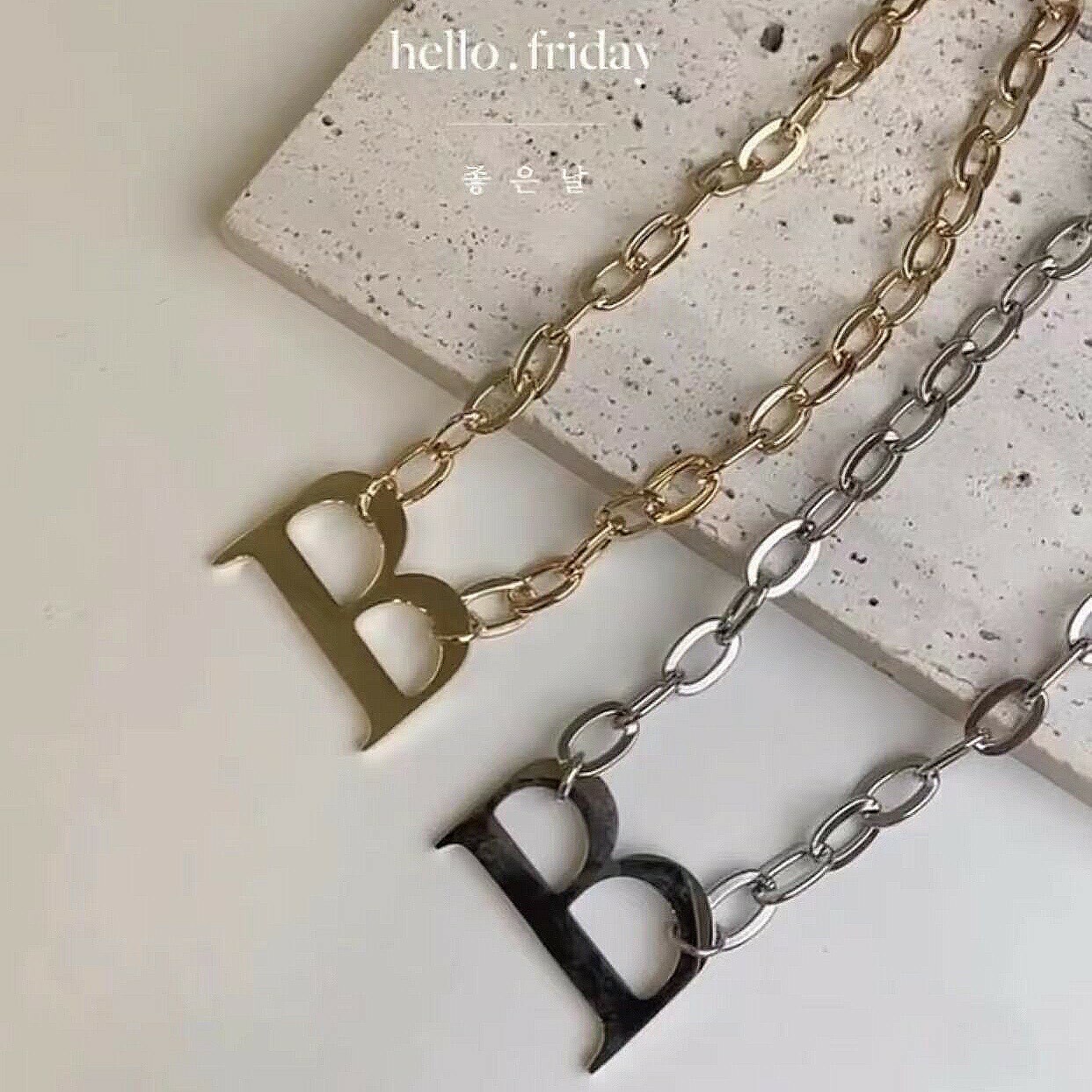 【鈦鋼】同心．B字頸鏈