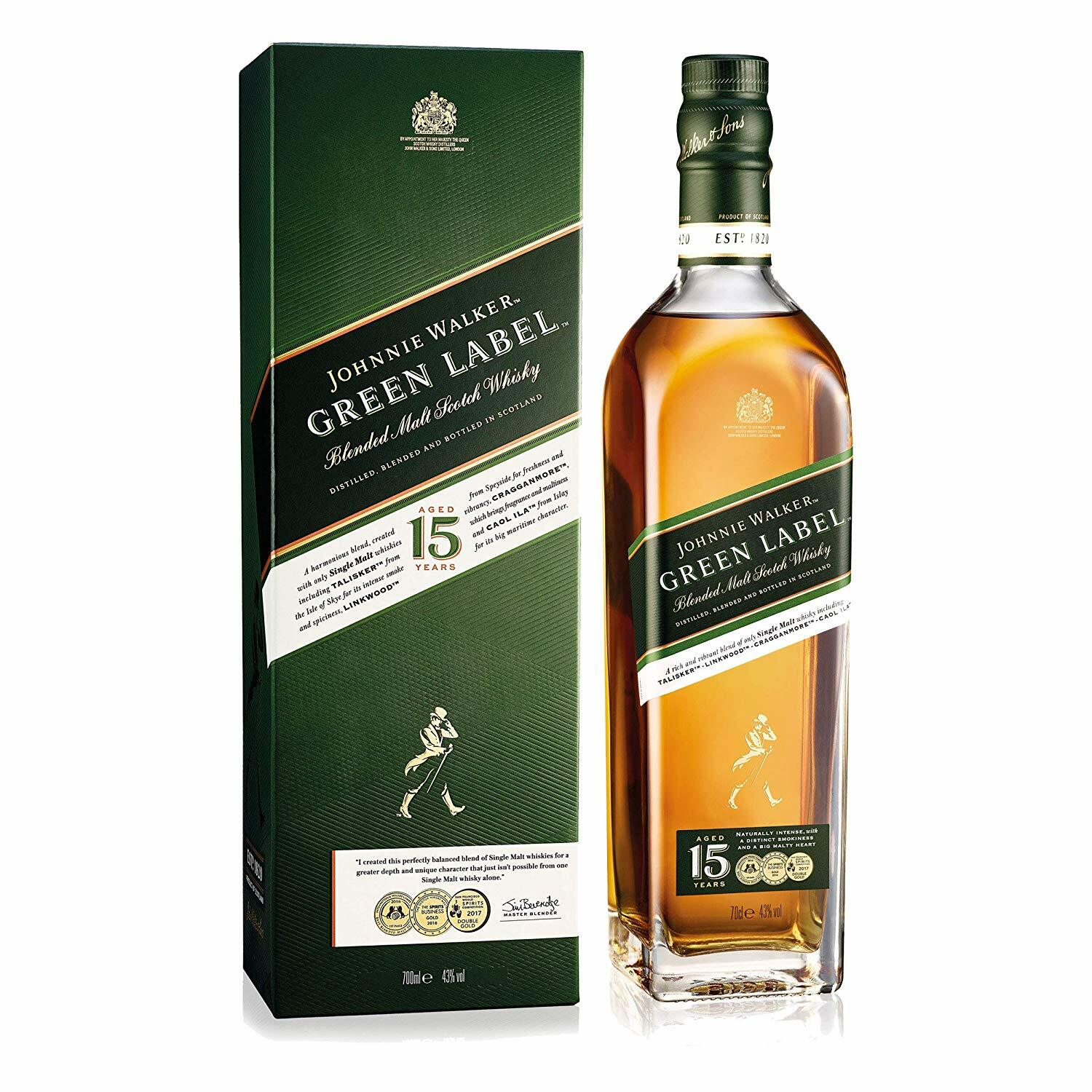 Johnnie Walker綠牌15年調和威士忌 Johnnie Walker Green Label 15 Years Old Blended Scotch Whisky