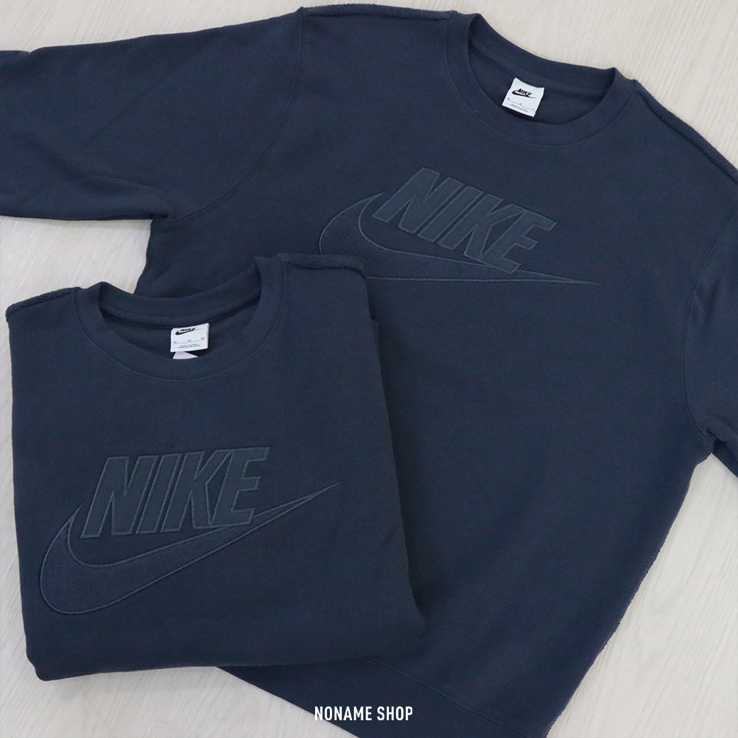 NIKE Crew 異材質 拼接 大學T 深藍 (男款)