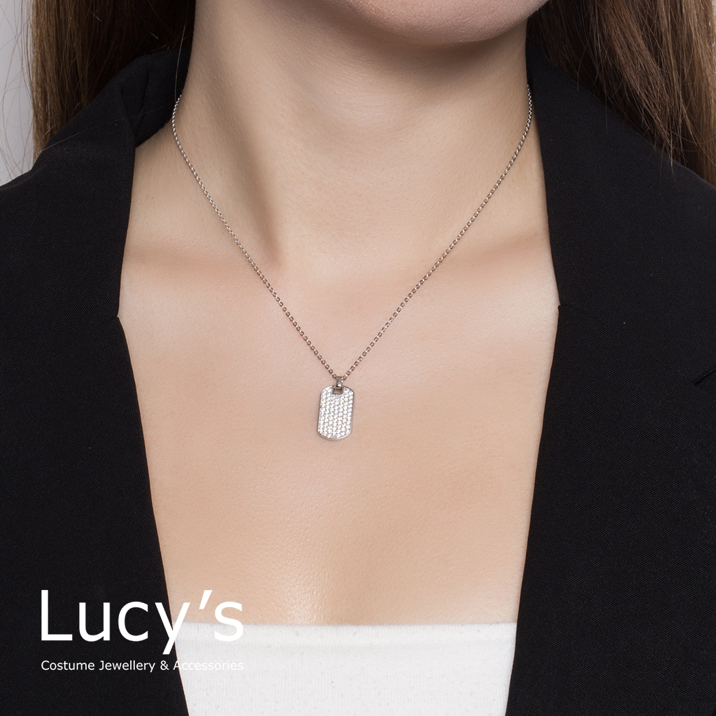 Lucys-925純銀閃鑽吊牌項鍊(102074)