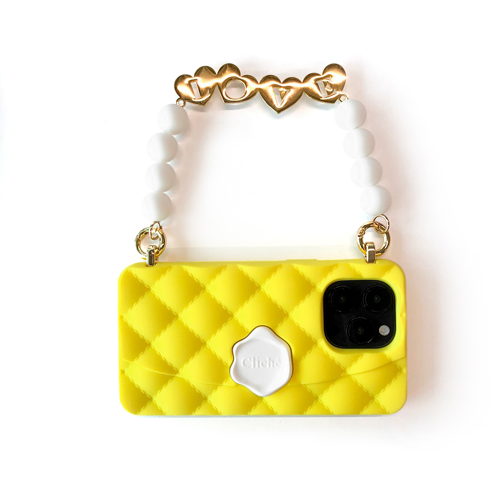 Candies iPhone 14 Pro Max - 經典小香風晚宴包(Love-黃)