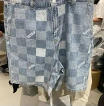 [S] EVISU CHECKERED DYED DENIM SHORTS, LIGHT INDIGO, EU2MDH703-LIGHT INDIGO (SEV80)