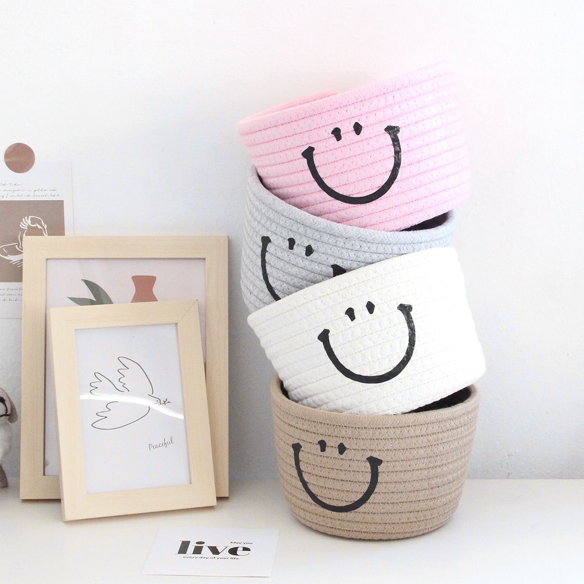 《1006》桌面微笑收納儲物籃