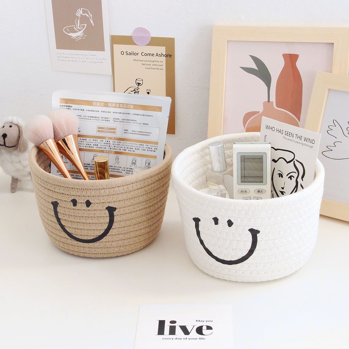 《1006》桌面微笑收納儲物籃