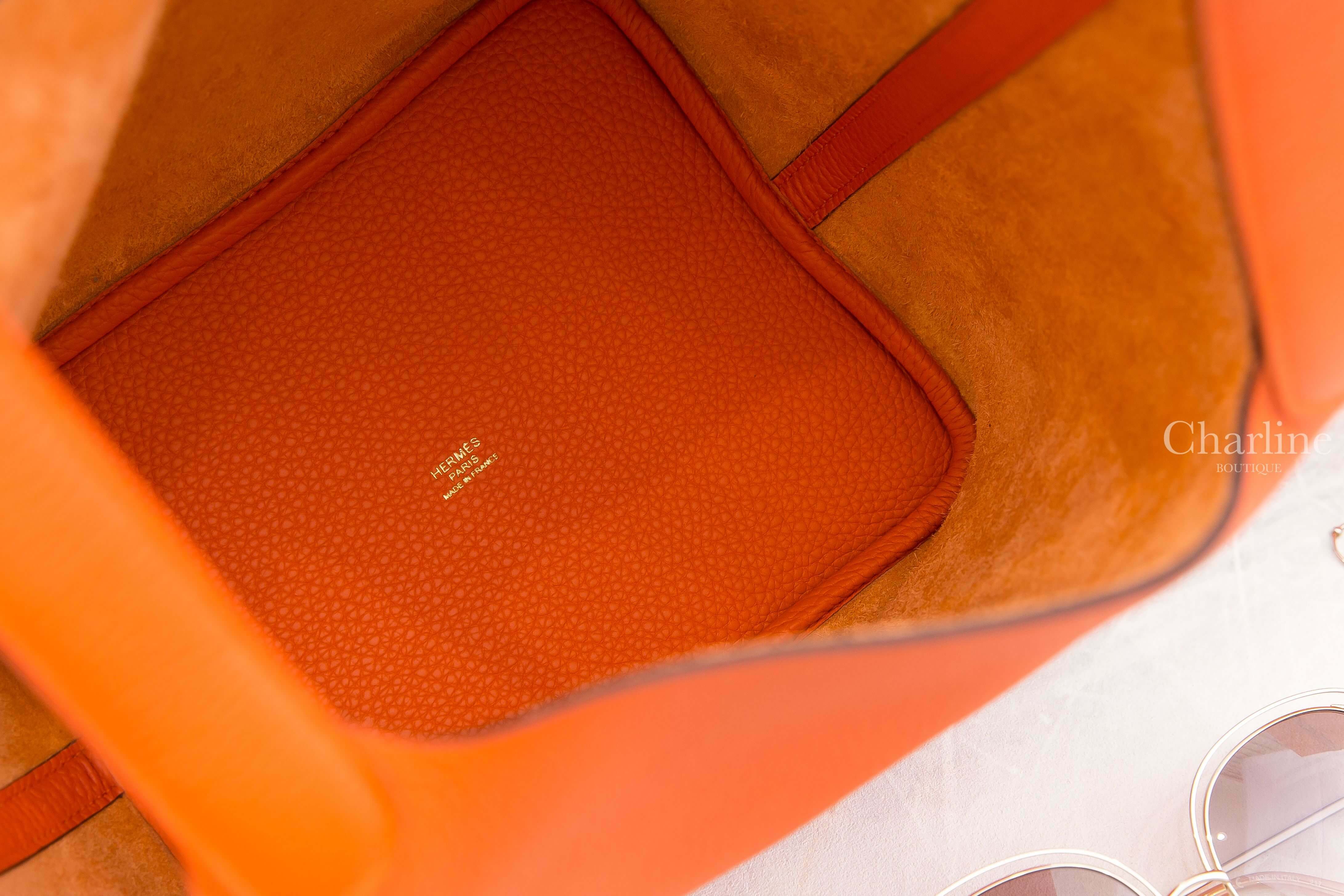 Hermès Picotin Lock 22cm 9J Feu Taurillon Clemence Z刻火焰橘金釦中型提把水桶包-Charline Boutique 精品代購