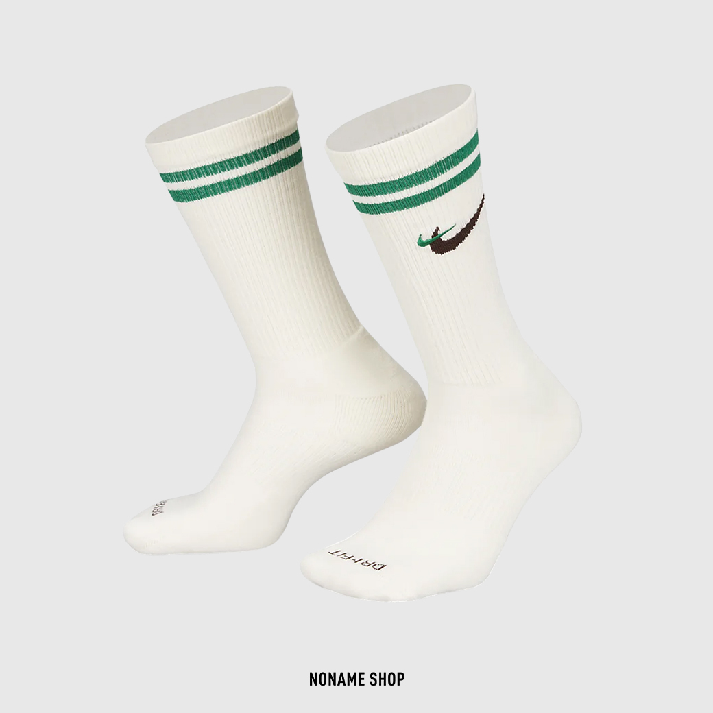 NIKE EVERYDAY SOCKS 長襪 襪子 快乾 雙勾 米白綠