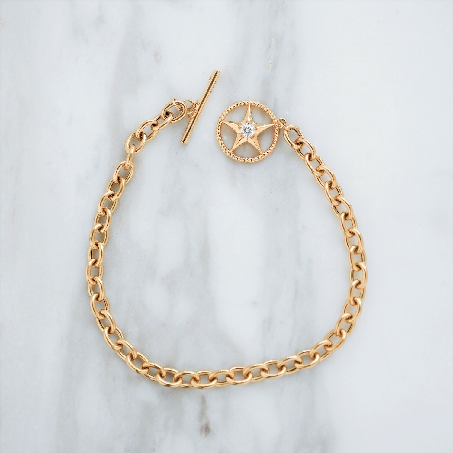 18K Starry Diamond Link Chain Bracelet