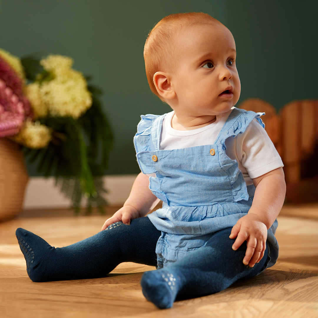 丹麥GoBabyGo 彈力棉爬行褲襪 - Navy Blue