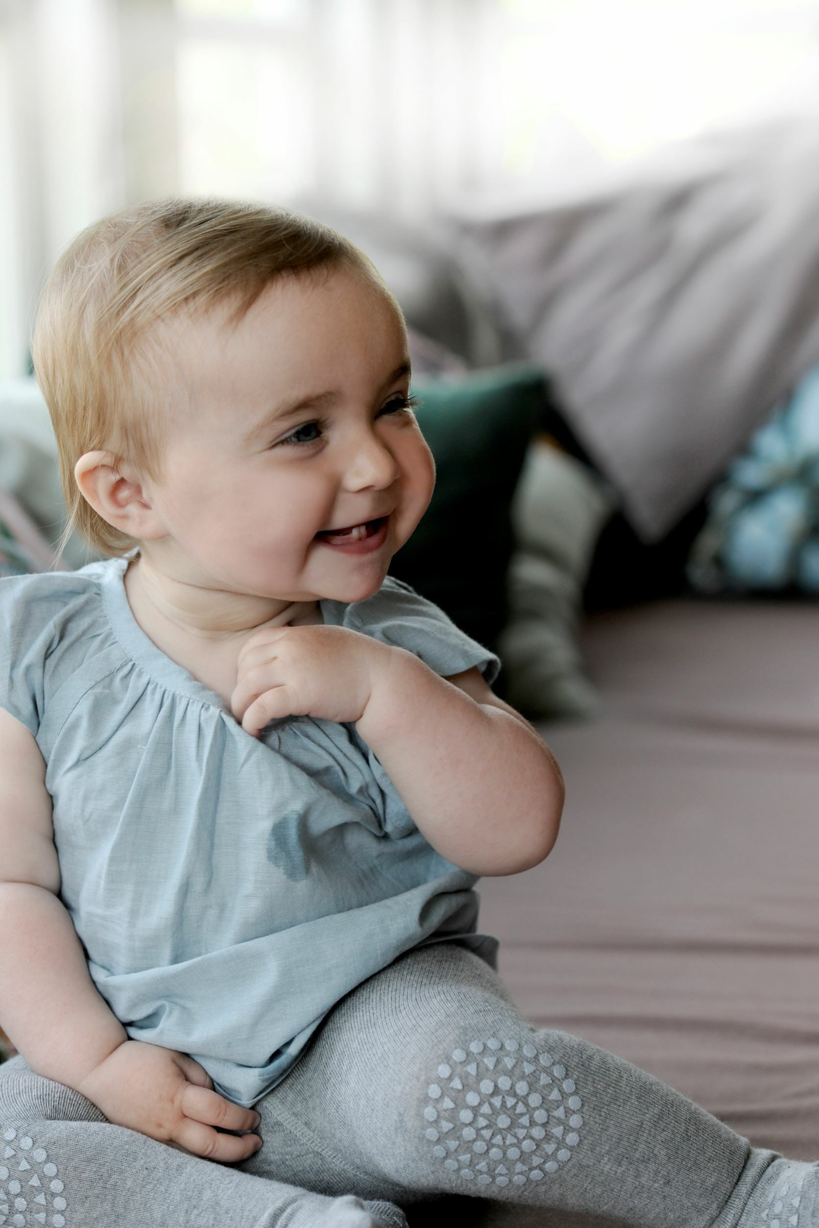 丹麥GoBabyGo 彈力棉爬行褲襪 - Grey Melange