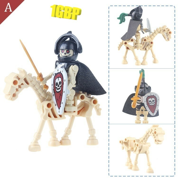 1GBP Special Offer: Medieval Skeleton Undead Horse Dragon Knight Custom Minifigs Fit Lego AX9815A