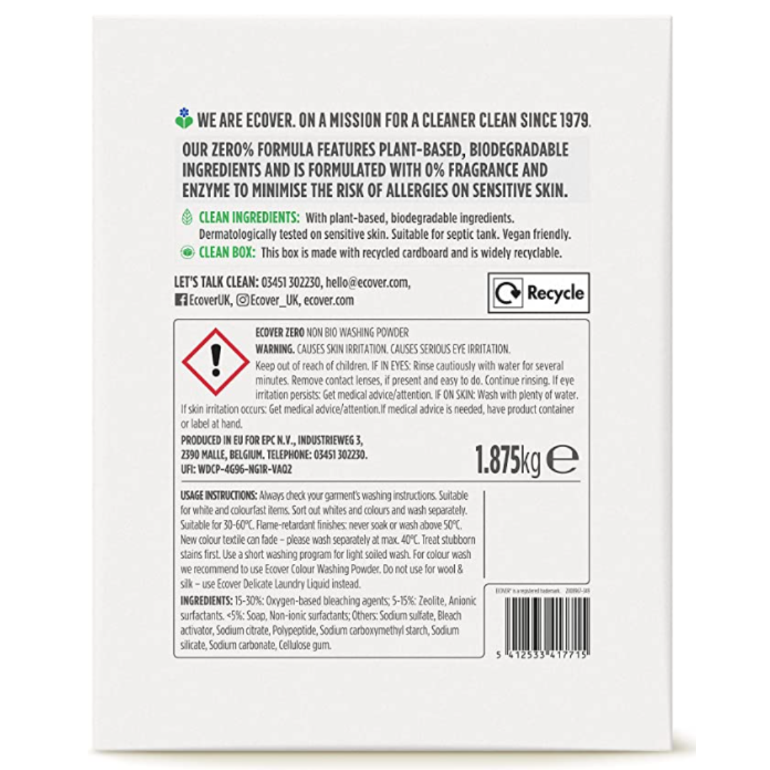 Ecover - 0%Non Bio Washing Powder Sensitive Skin(1.8kg)(HC321)