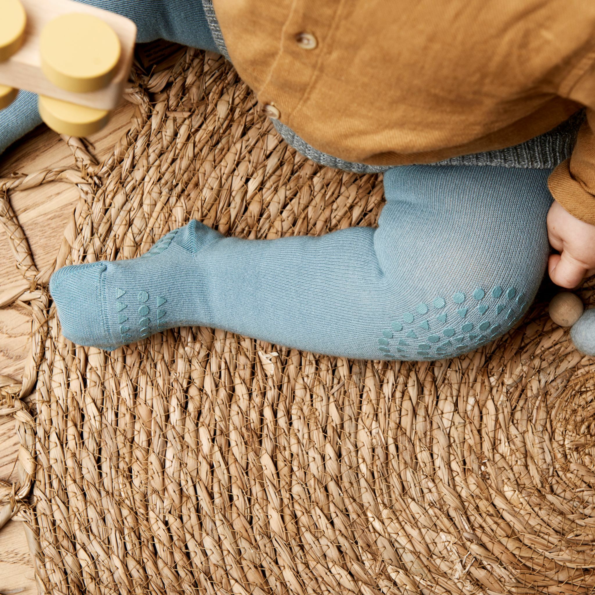 丹麥GoBabyGo 彈力棉爬行褲襪 - Dusty Blue