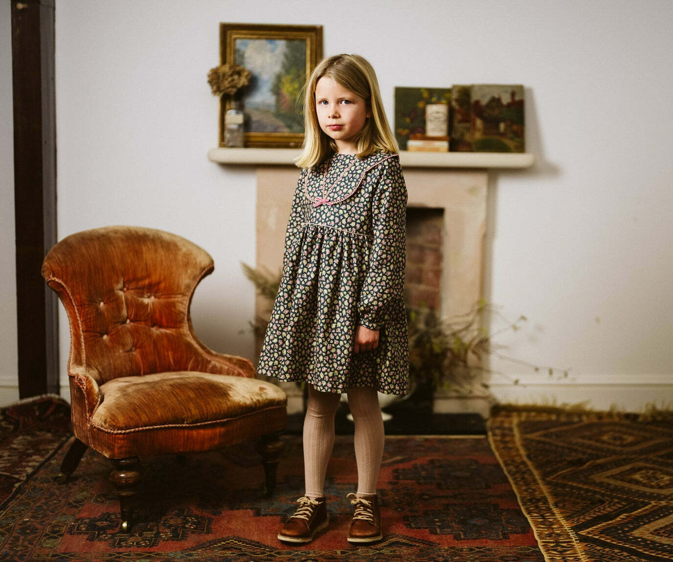 LITTLE COTTON CLOTHES - Sybil Dress（Tiny Rose Floral）