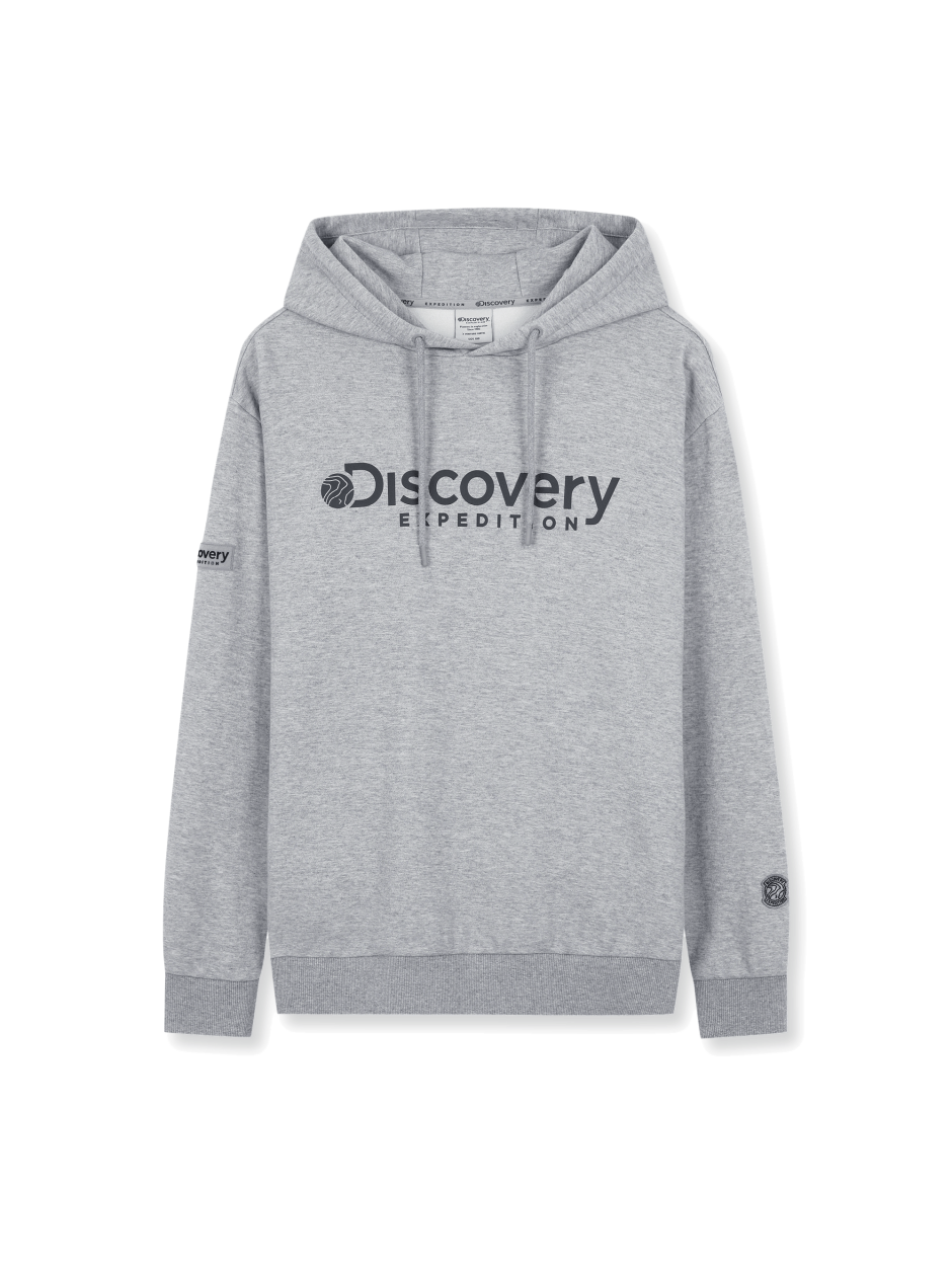 Discovery 大LOGO 塗鴉 長袖 帽T 灰色