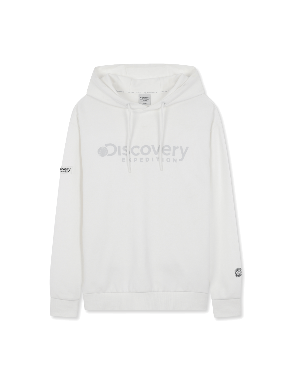 Discovery 大LOGO 塗鴉 長袖 帽T 白色 男