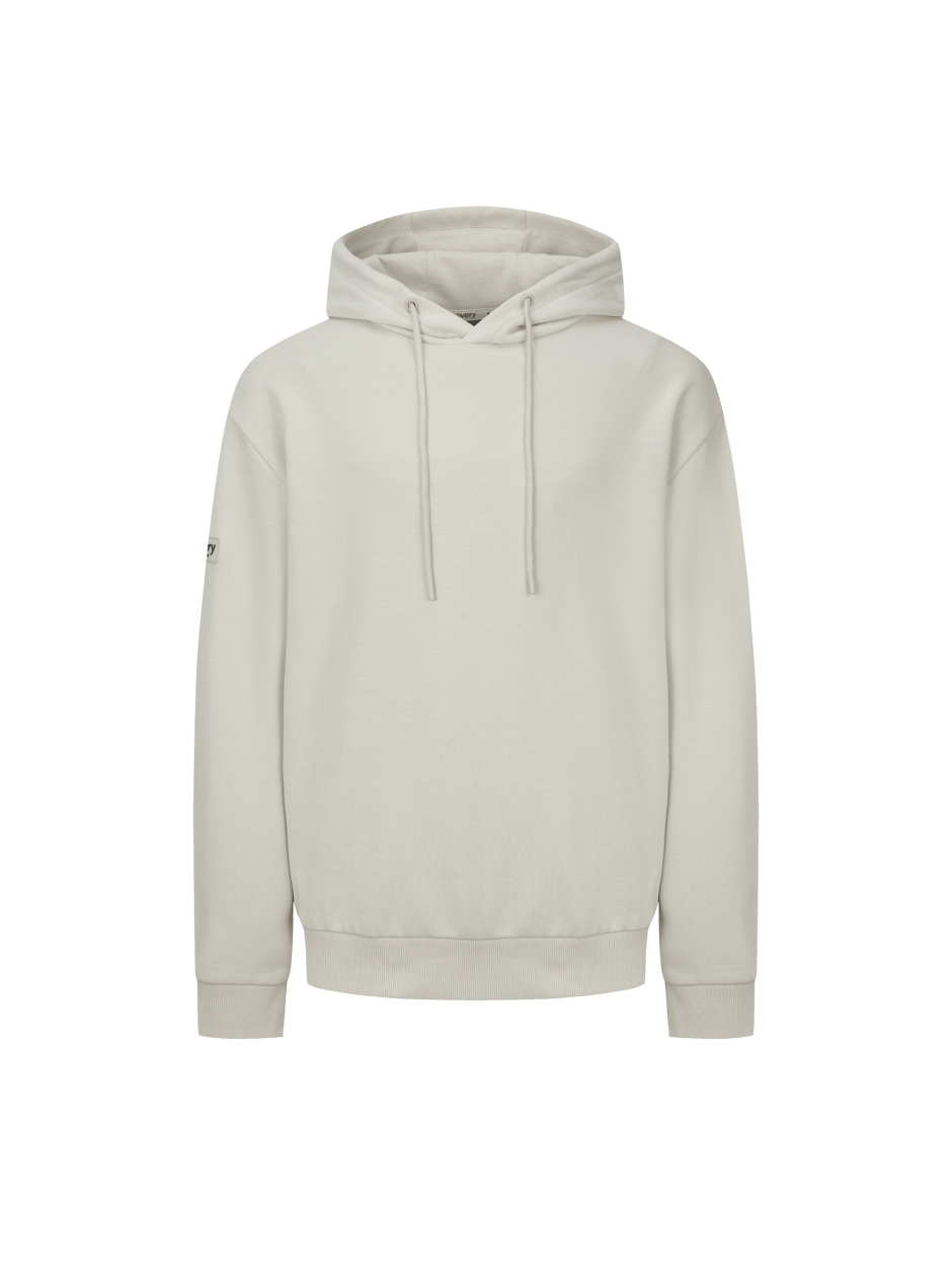 Discovery 素色 舒適 長袖 帽T 米色 男