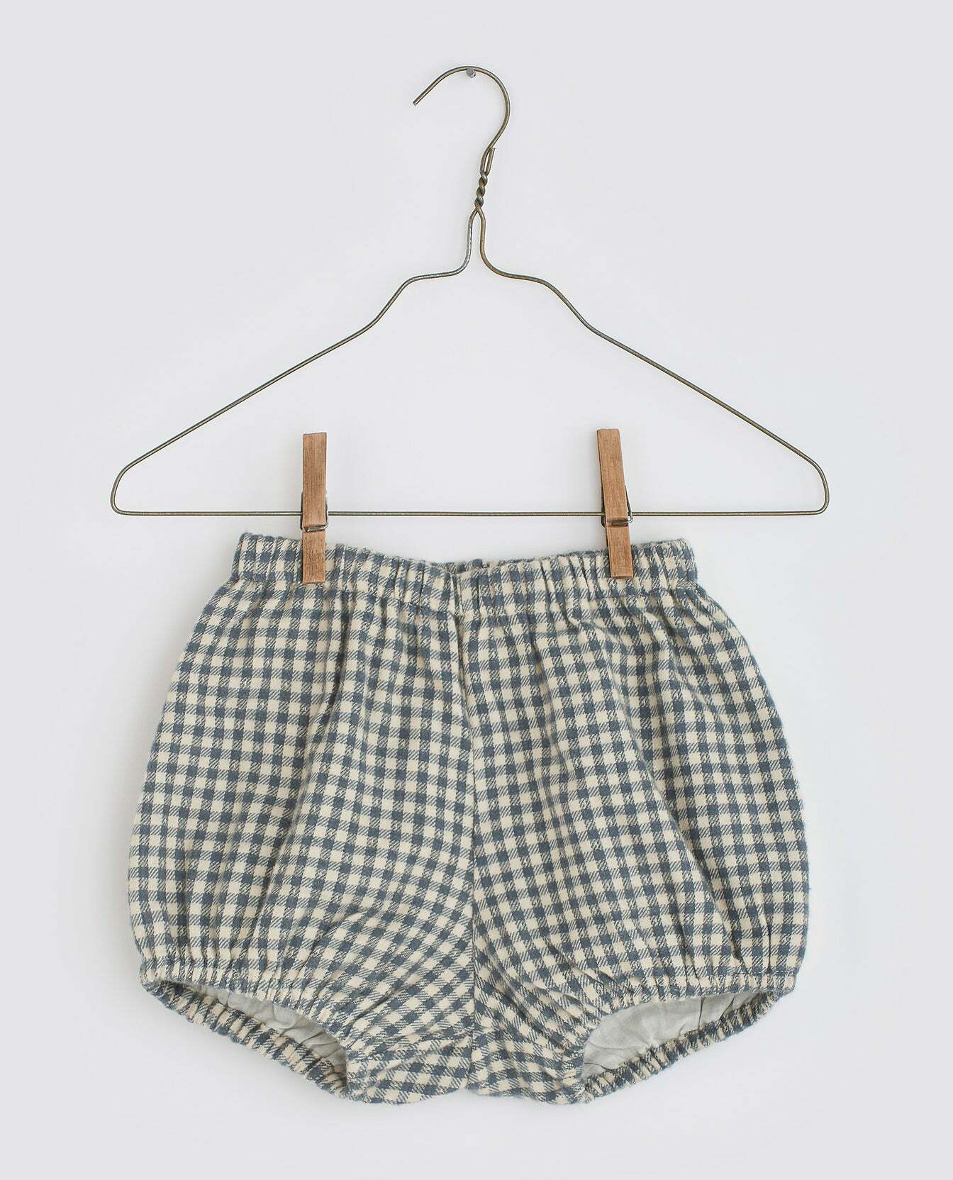 LITTLE COTTON CLOTHES - Poppy Bloomers（Check Flannel in Cove Blue）