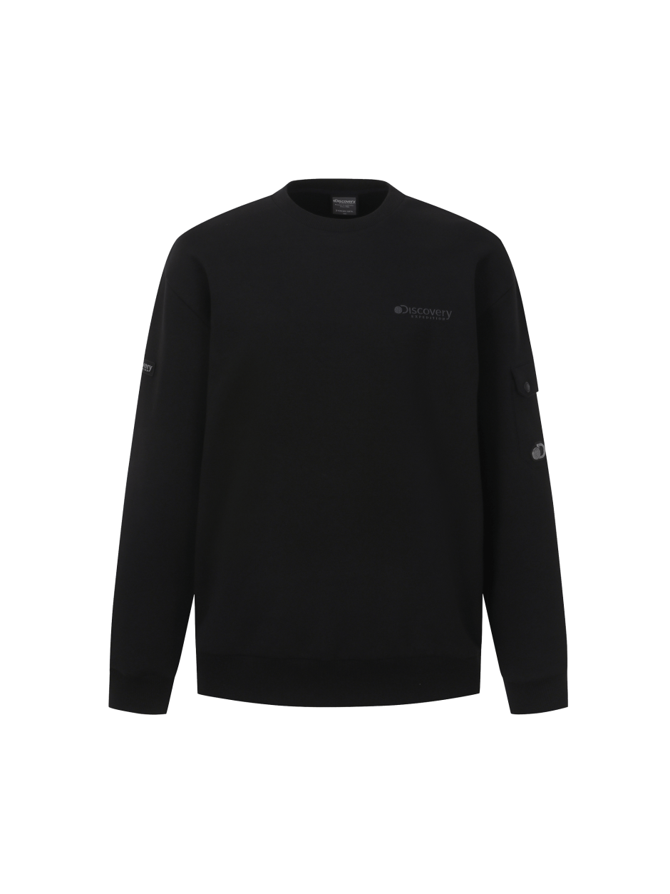 Discovery 素色小LOGO 長袖 大學T 黑色 男
