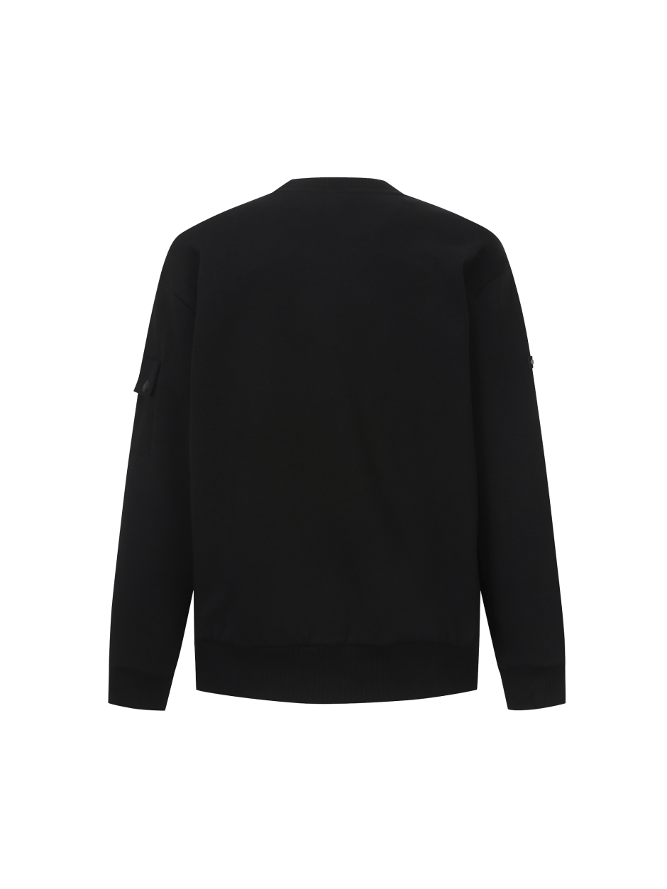 Discovery 素色小LOGO 長袖 大學T 黑色 男