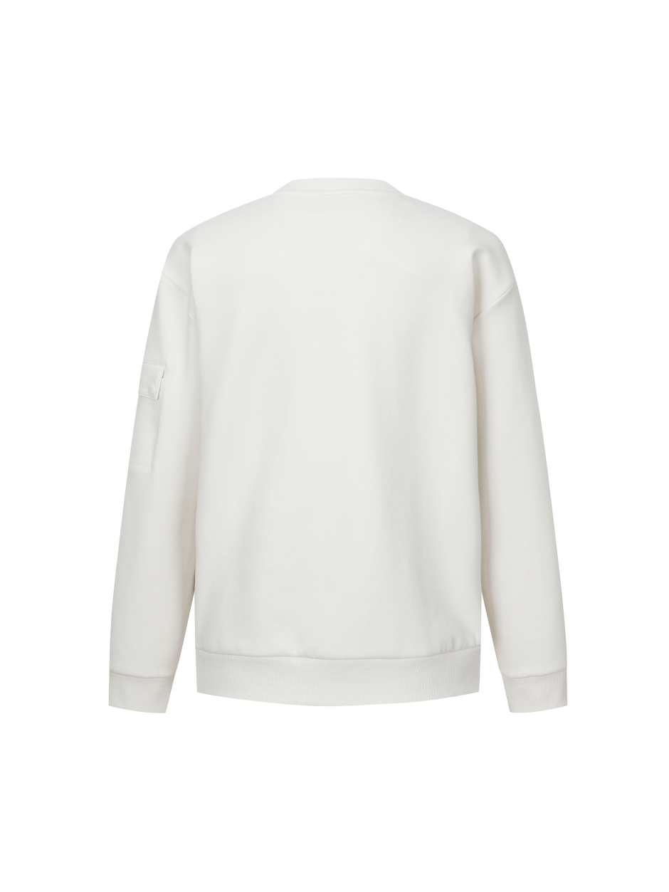 Discovery 素色小LOGO 長袖 大學T 象牙白 男