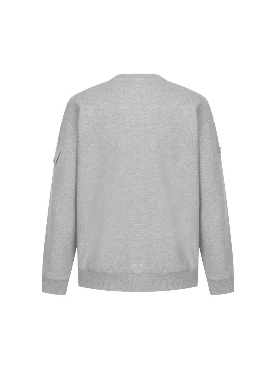 Discovery 素色小LOGO 長袖 大學T 灰色 男