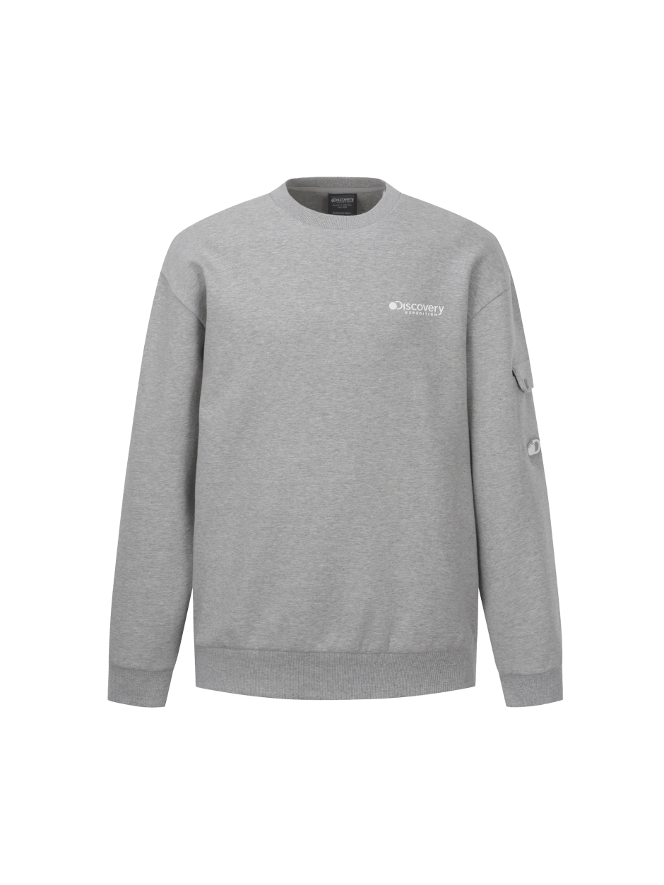 Discovery 素色小LOGO 長袖 大學T 灰色 男