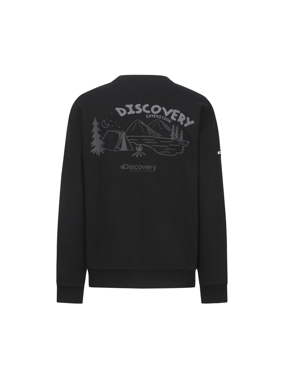 Discovery 簡約小LOGO 長袖 大學T 黑色 男