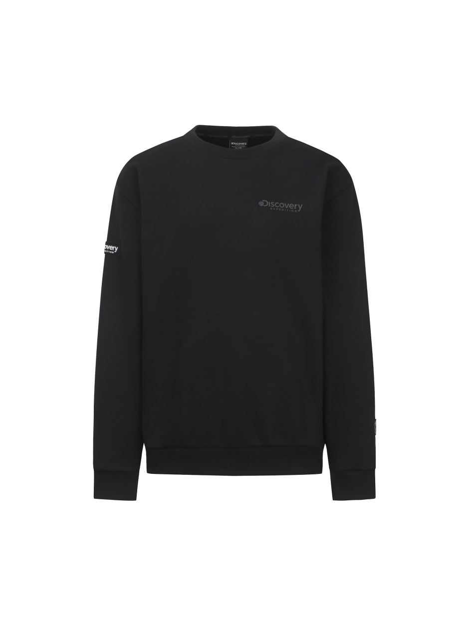 Discovery 簡約小LOGO 長袖 大學T 黑色 男