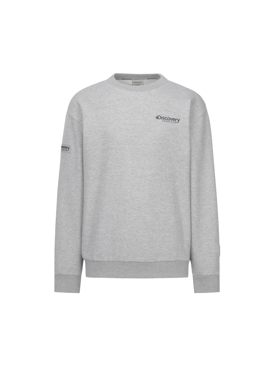 Discovery 簡約小LOGO 長袖 大學T 灰色 男