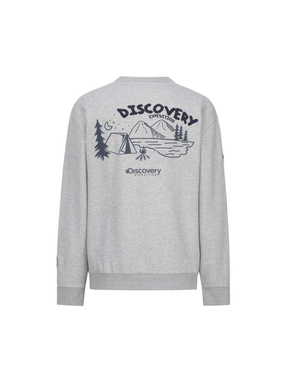 Discovery 簡約小LOGO 長袖 大學T 灰色 男