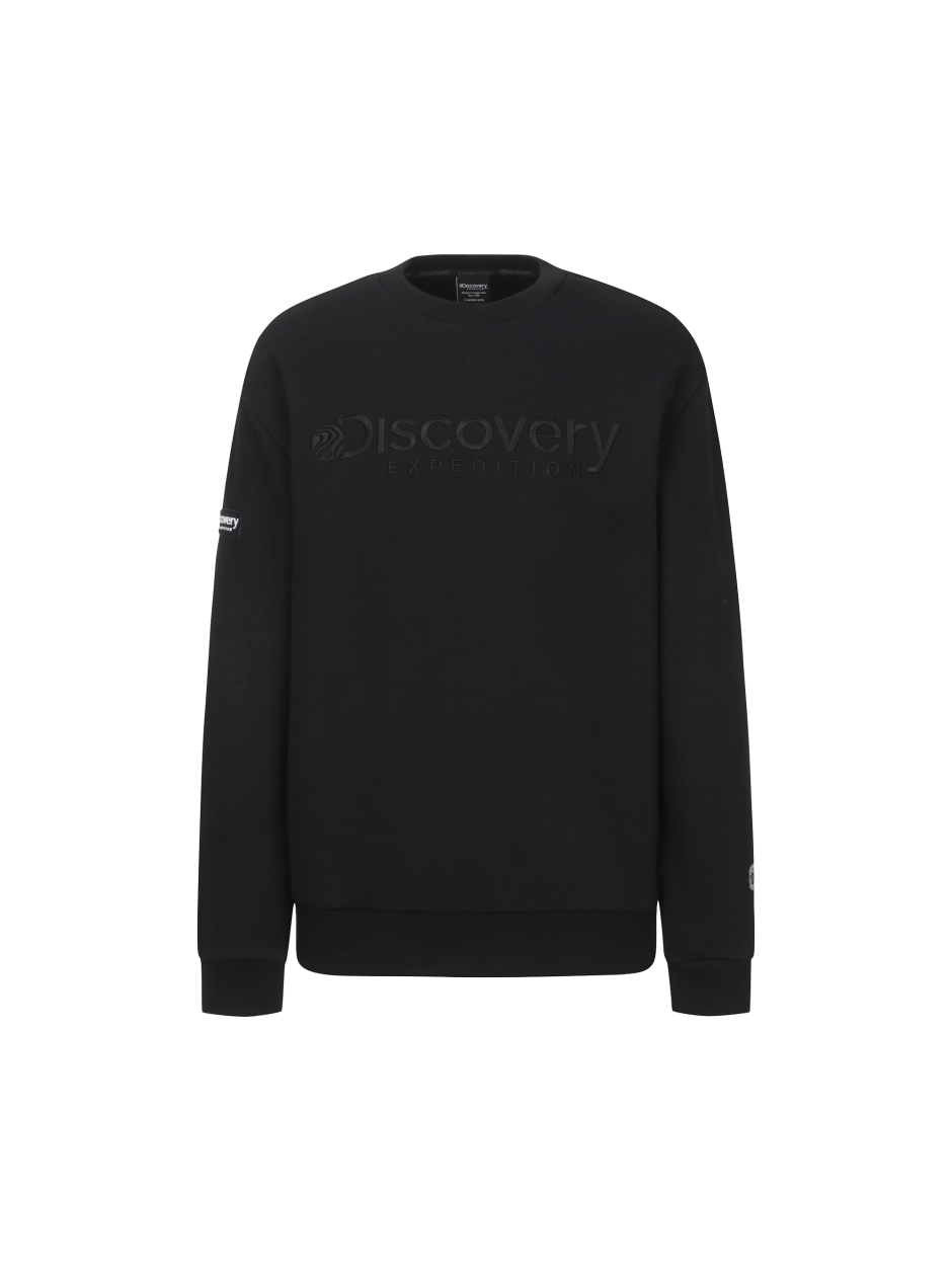 Discovery 簡約大LOGO 長袖 大學T 黑色 男