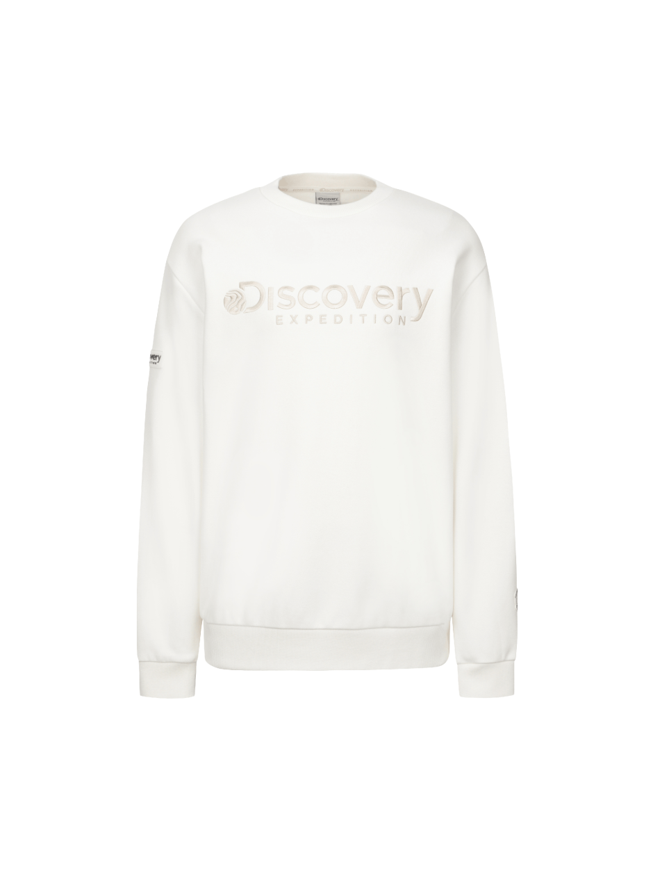 Discovery 簡約大LOGO 長袖 大學T 象牙白 男