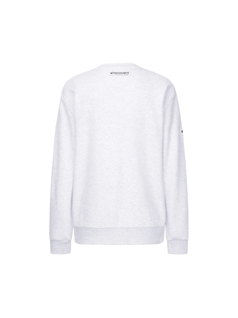 Discovery 簡約大LOGO 長袖 大學T 白色 男