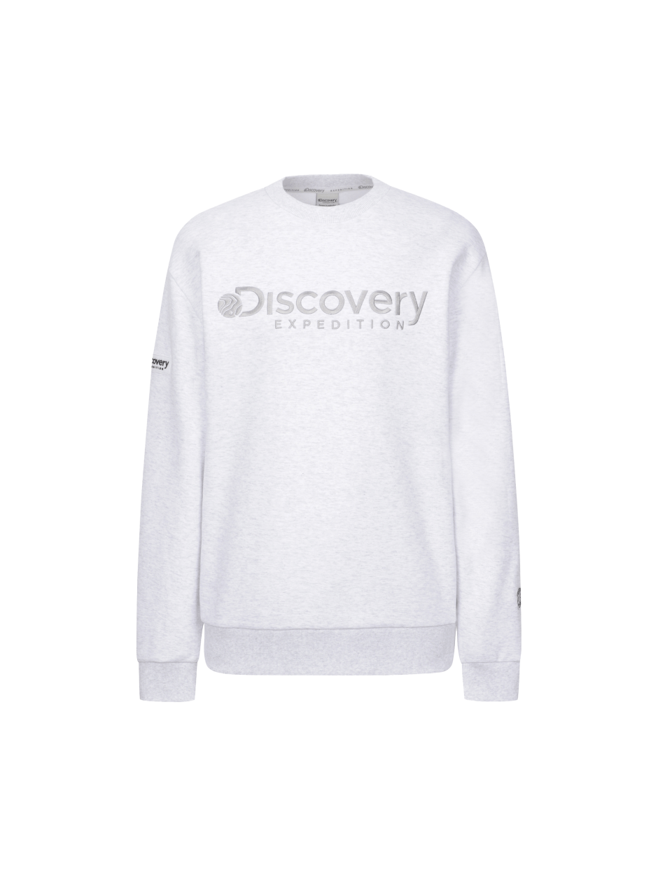 Discovery 簡約大LOGO 長袖 大學T 白色 男