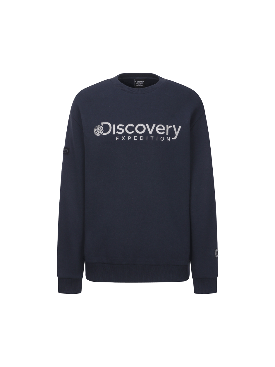 Discovery 簡約大LOGO 長袖 大學T 海軍藍 男