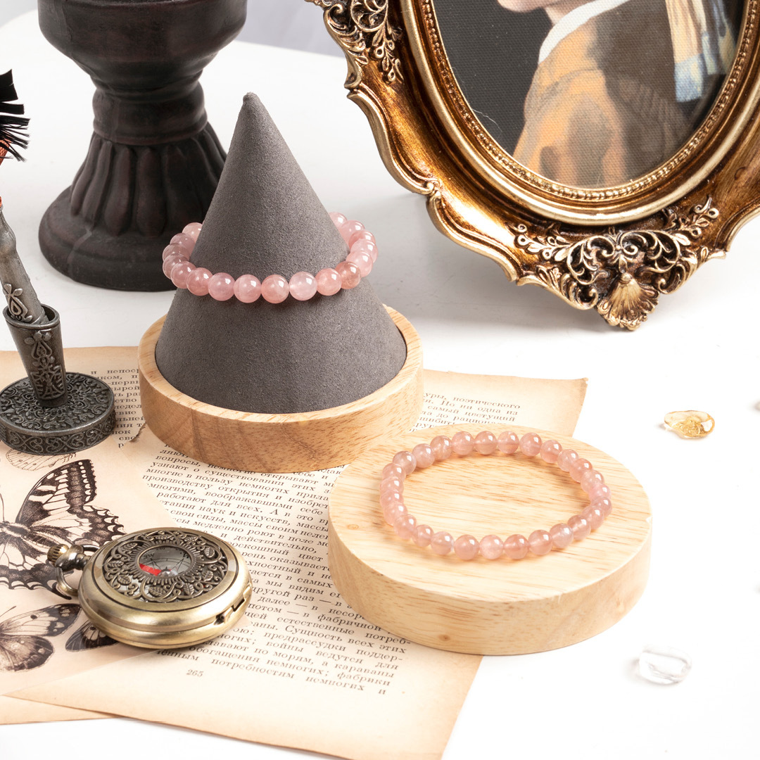 【無瑕】粉水晶素色手鍊