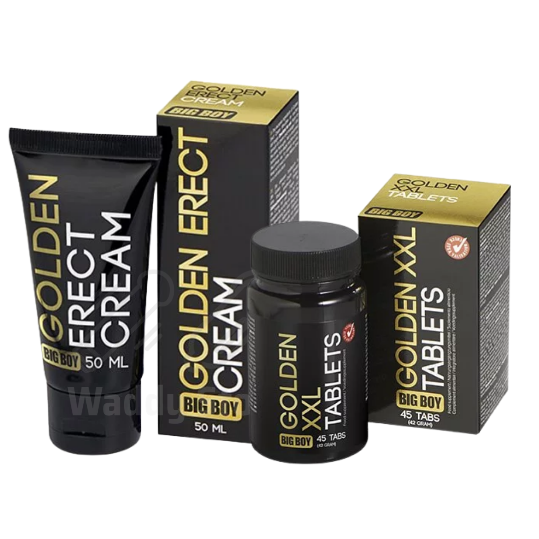 【終極增強增大孖寶】Cobeco Big Boy Golden XXL 男士增大丸 45粒 & Cobeco Big Boy Golden XXL Erect Cream 勃起增強增大膏 50ml