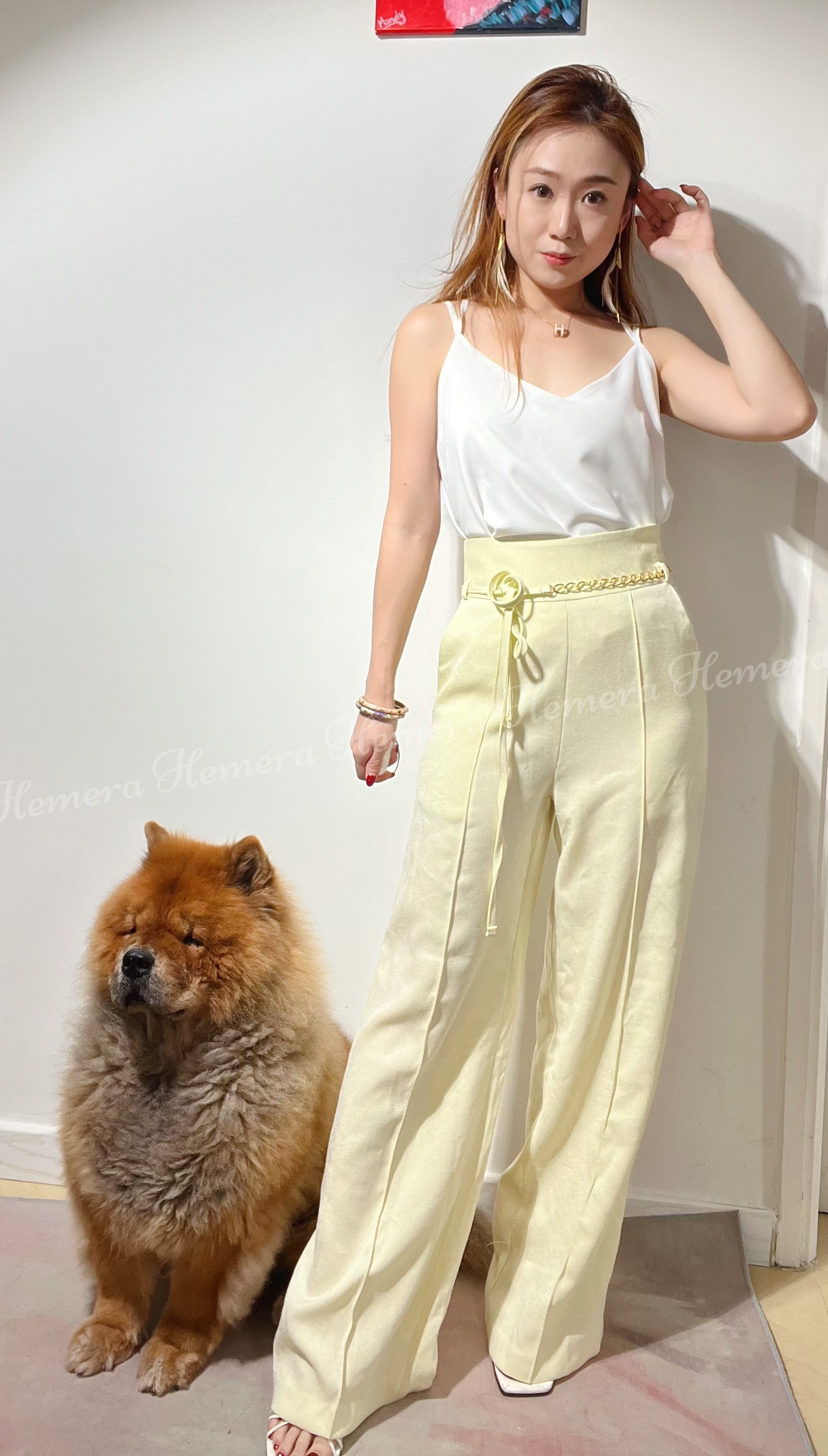 TWEED GOLDEN CHAIN STRAIGHT PANTS PT22S0953