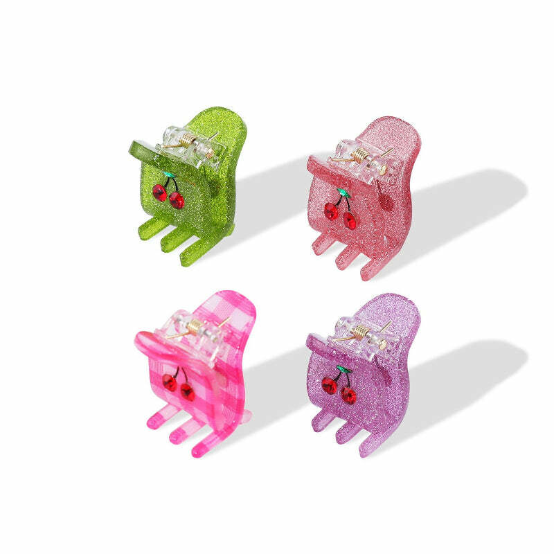 美國 Snack Break // Cherry Glitter Mini Hair Claw Set