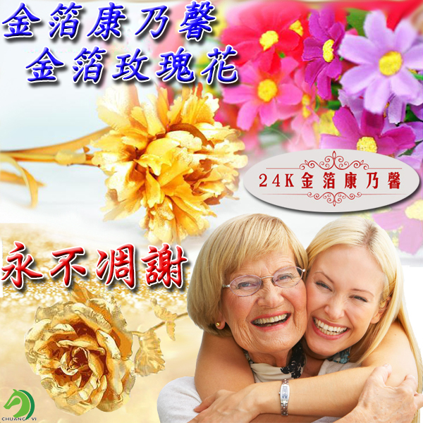 正品24K純金箔康乃馨 附精美手提袋和檢驗卡